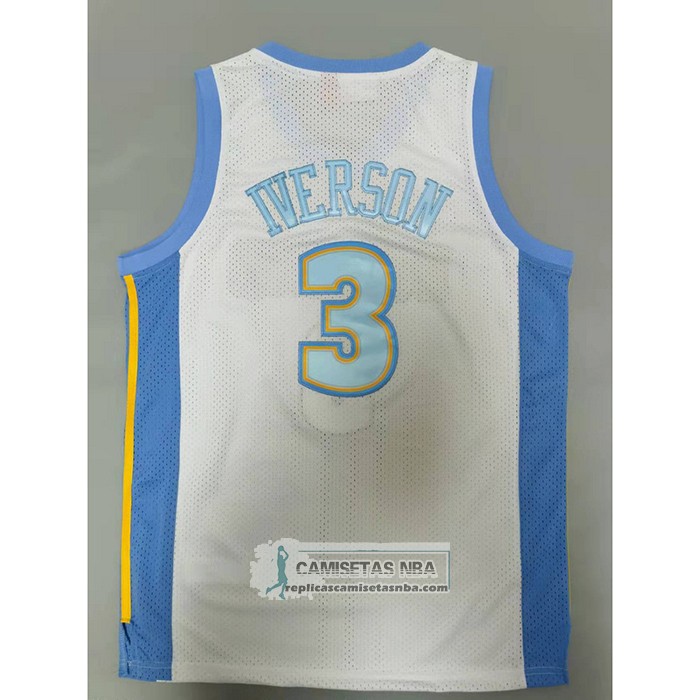 Camiseta Denver Nuggets Allen Iverson NO 3 Mitchell & Ness 2006-07 Blanco